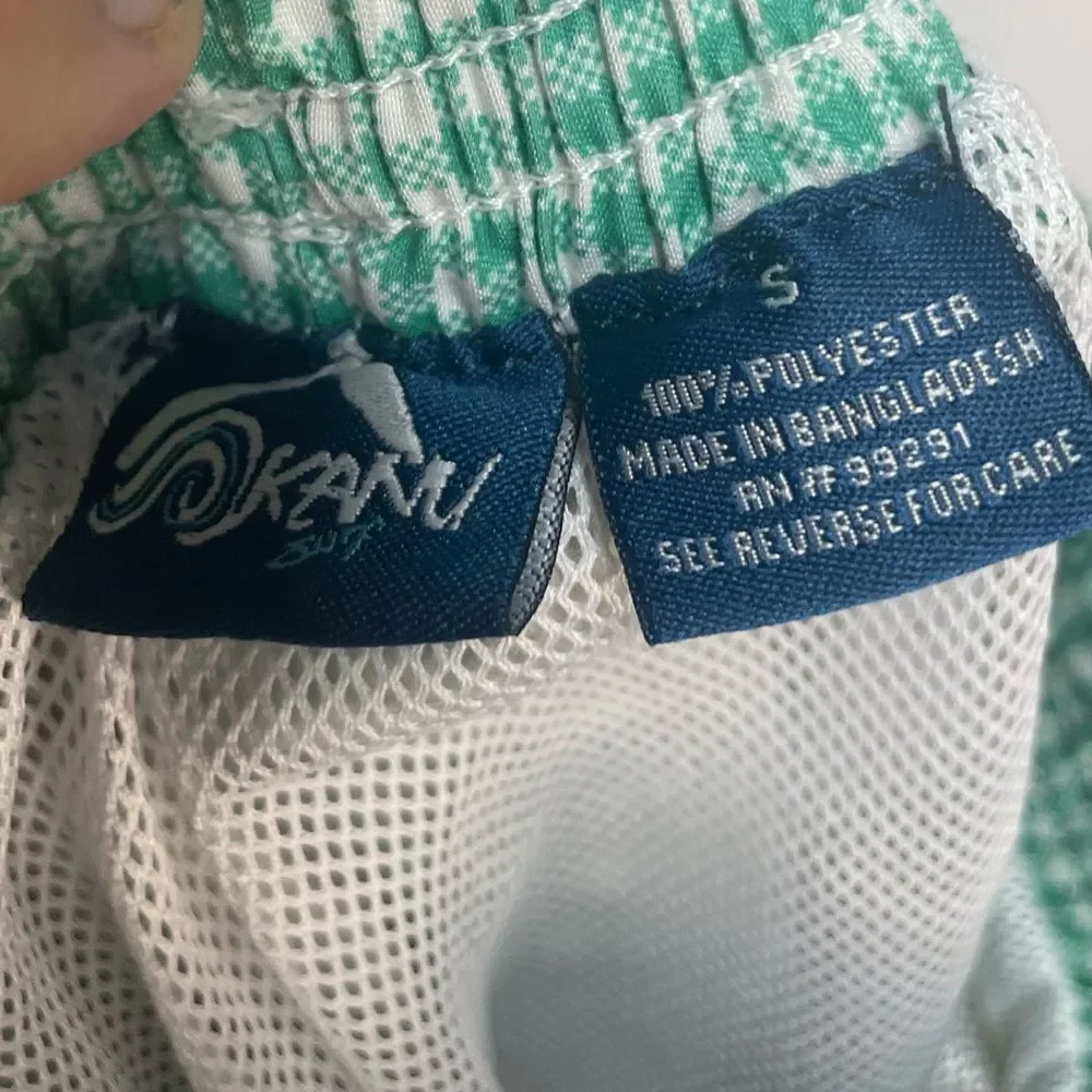 5 for $25🔥Kanu Green Plaid Lined Swim Trunk Shorts‎ Men's Small